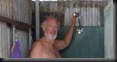 Reiner in der Dusche, "Black Cockatoo" Bush Camp, Albert Park, 3 km von Naracoorte