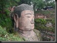 der Kopf des größten, sitzenden Buddha der Welt (Leshan). Ein Ohrläppchen ist 7m lang